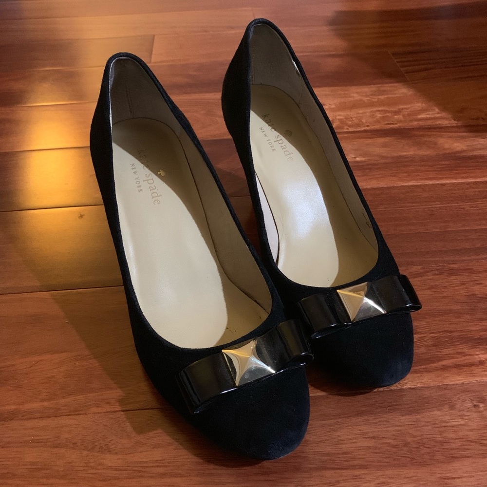Kate Spade Black Suede Wedge Heels